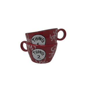 Dr. Seuss Thing 1 Thing 2 Universal Stacked 2 Handle Coffee Mug Cup Red